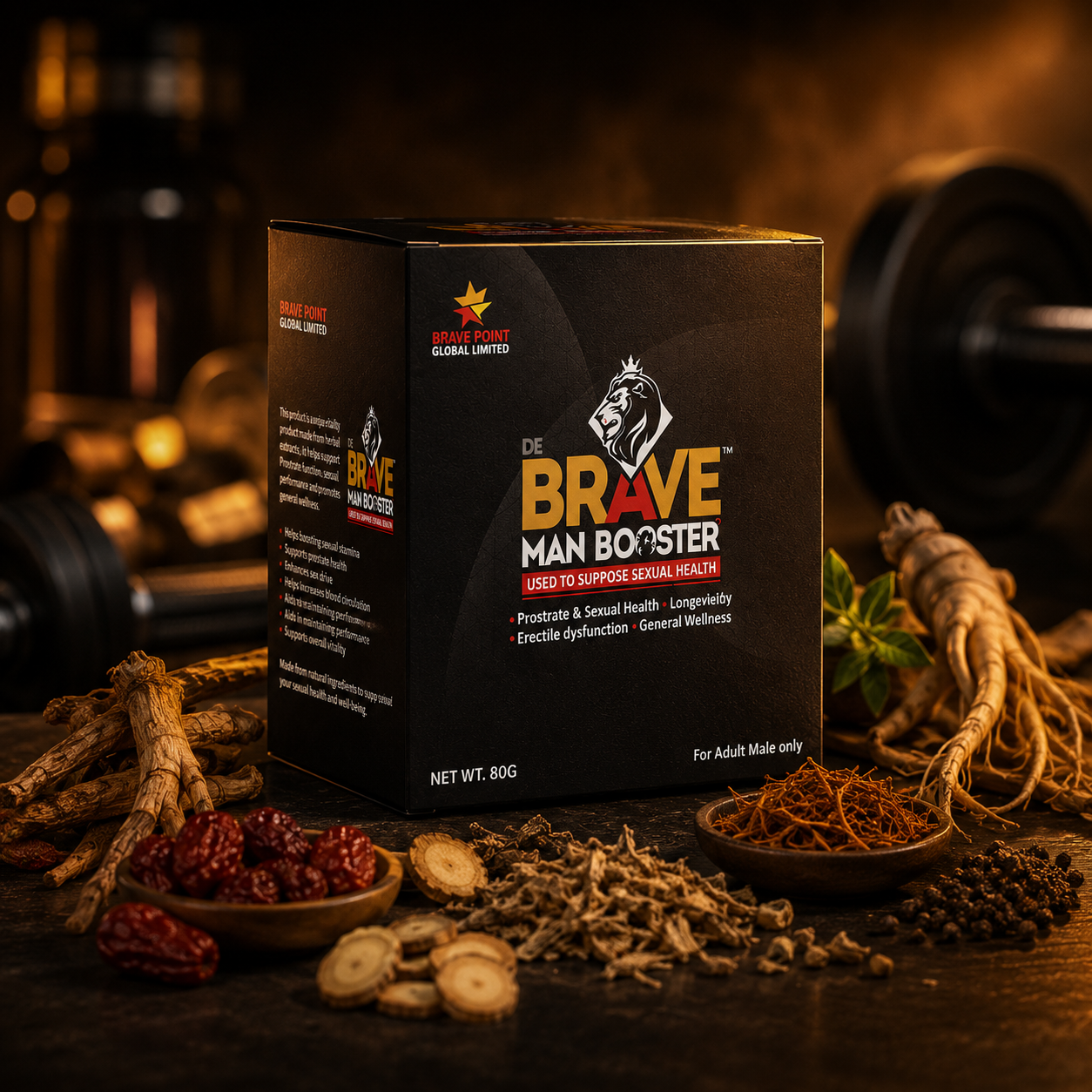 De Brave Man Booster formula and premium herbal ingredients